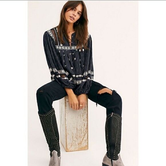 Free people All Roads Lead To You Blouse Size S - Picture 2 of 8